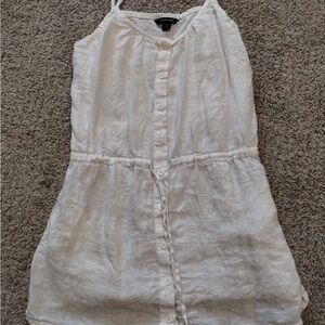 Lands' End White Sleeveless Button Dress